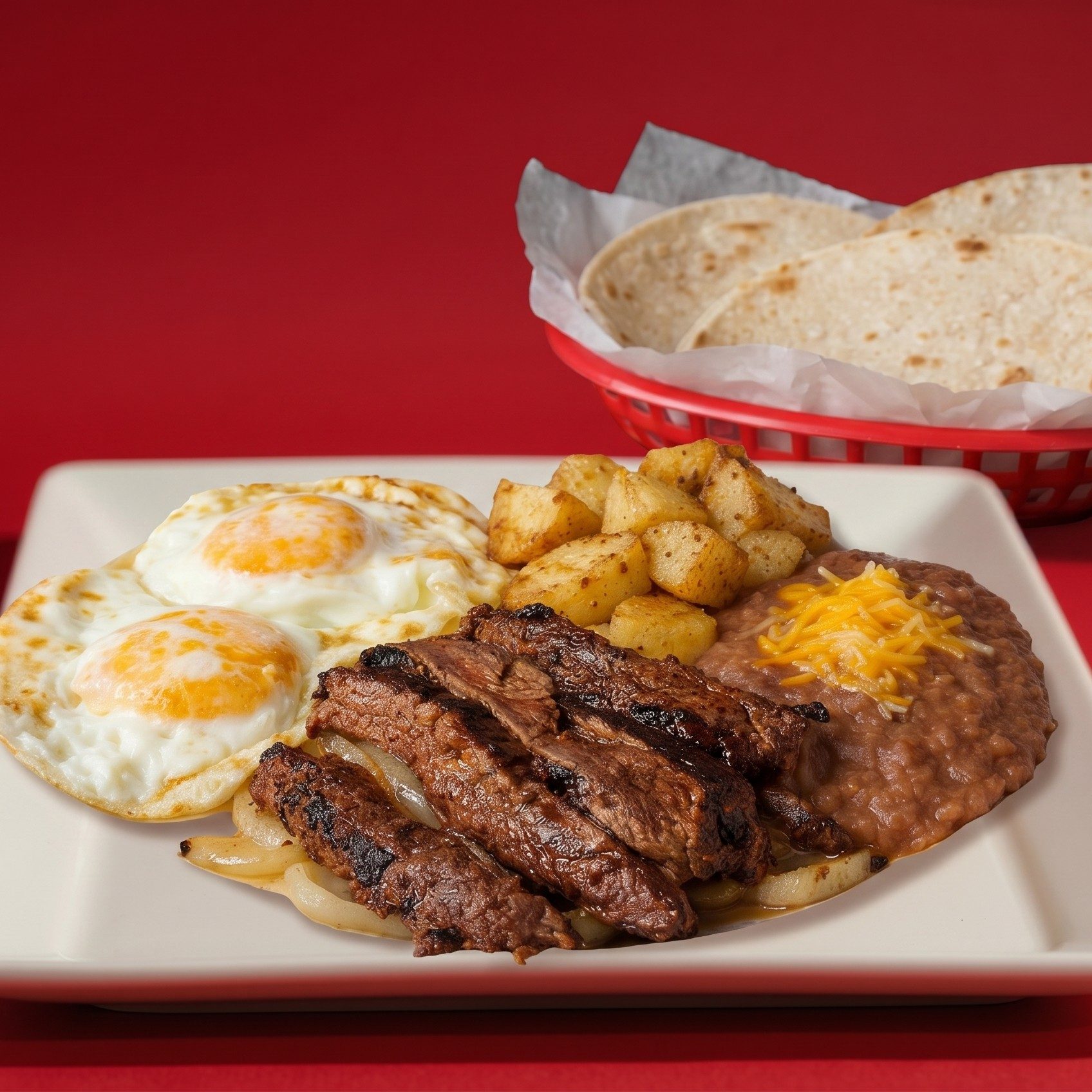 Eggs and Fajitas.