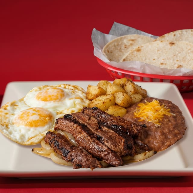 Eggs and Fajitas.